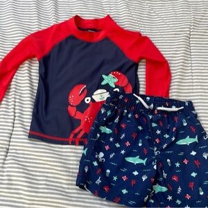 Baby/Toddler Boys Two Piece Bathing Suit, Rash Guard and Shorts, 24 Months